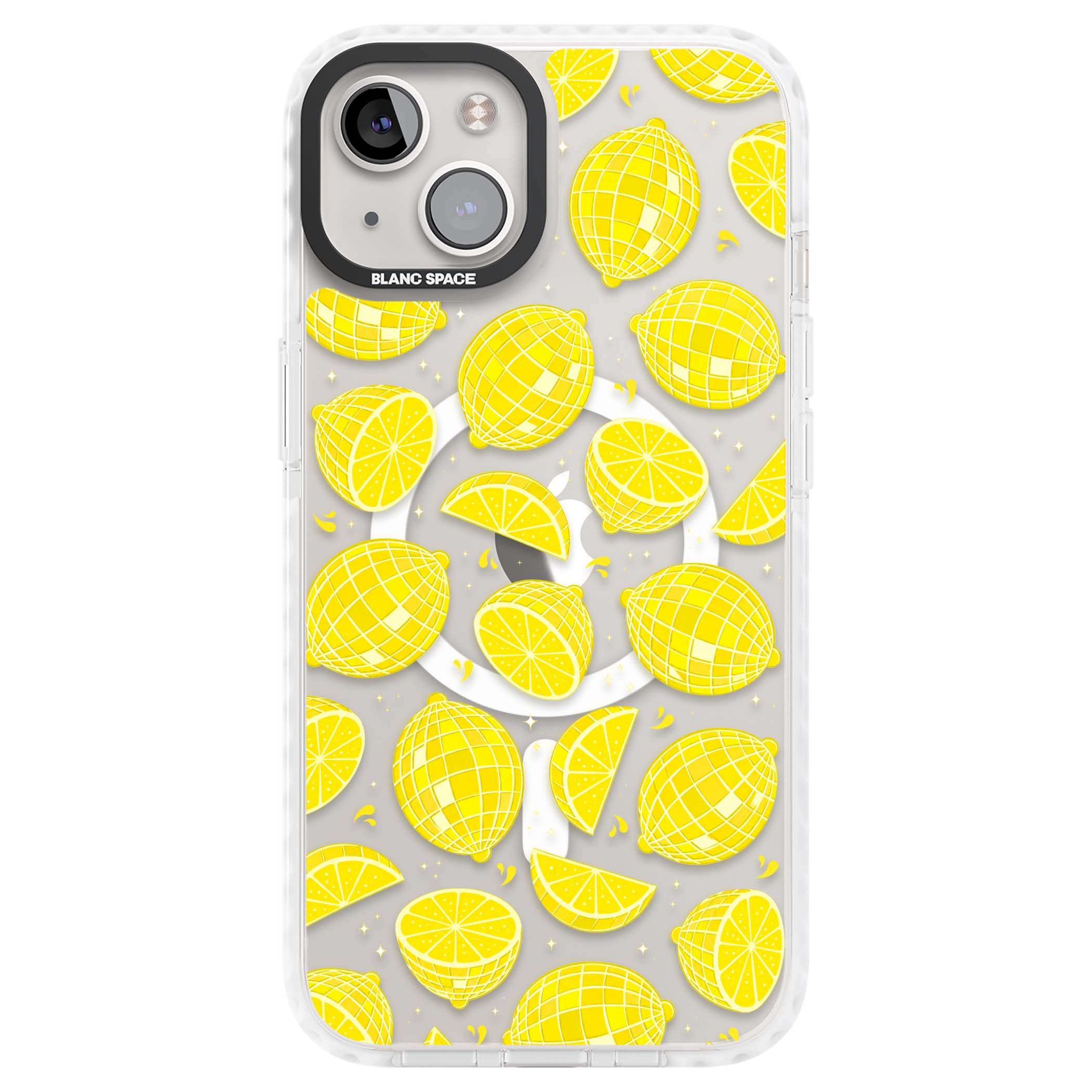Disco Lemons citrus iPhone case featuring mirrorball lemons, sliced fruit and sparkle accents | Impact Magsafe case for iPhone 13, iPhone 14, iPhone 15