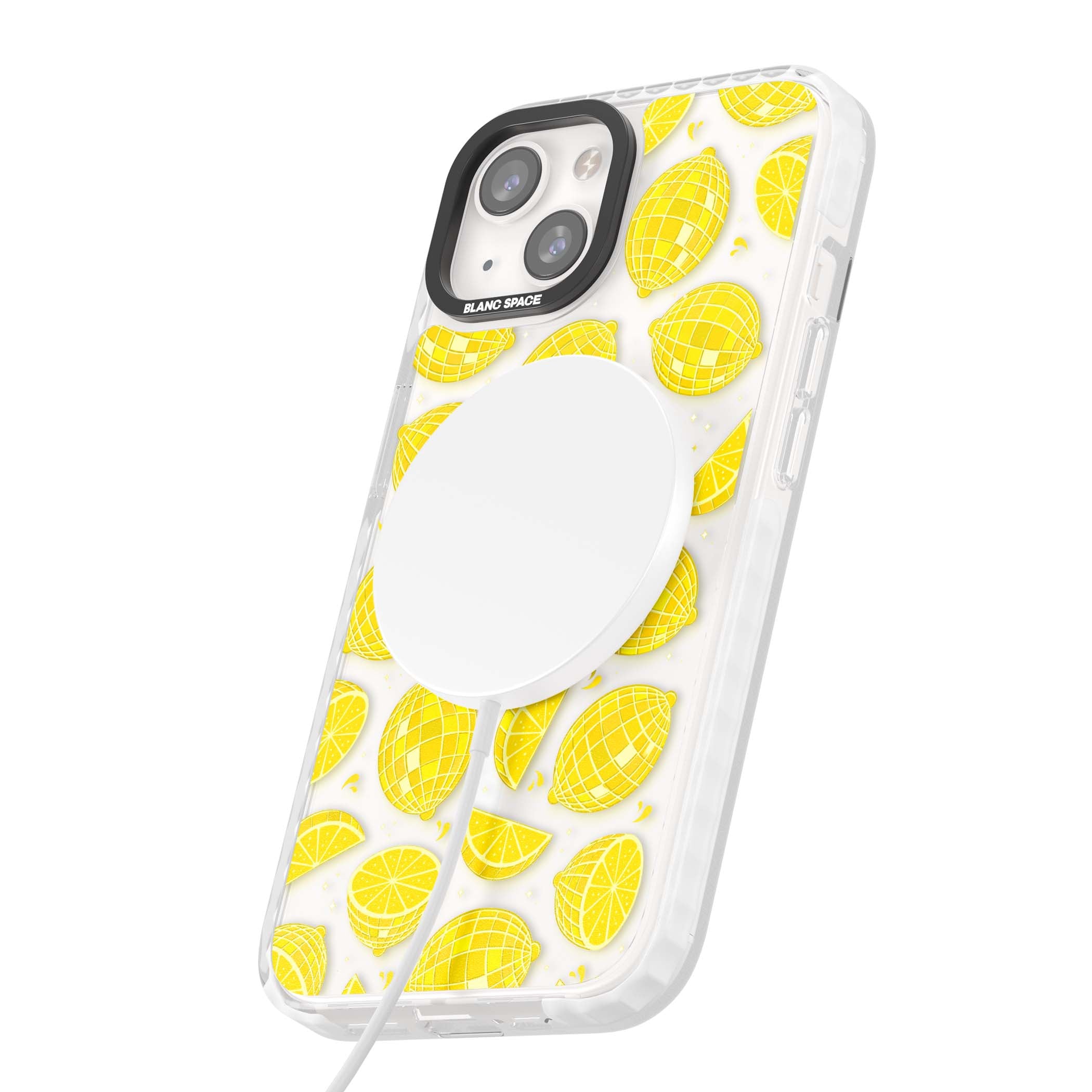 Disco Lemons citrus iPhone case featuring mirrorball lemons, sliced fruit and sparkle accents | Impact Magsafe case for iPhone 13, iPhone 14, iPhone 15
