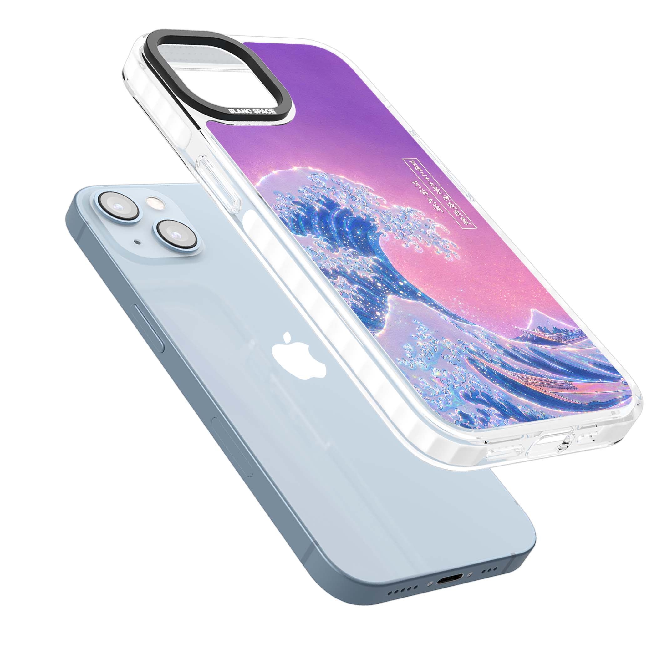 The Great Opal Wave Japanese iPhone case featuring Hokusai's great wave in iridescent pastels with lilac sky and Mou | Impact Magsafe case for iPhone 13, iPhone 14, iPhone 15