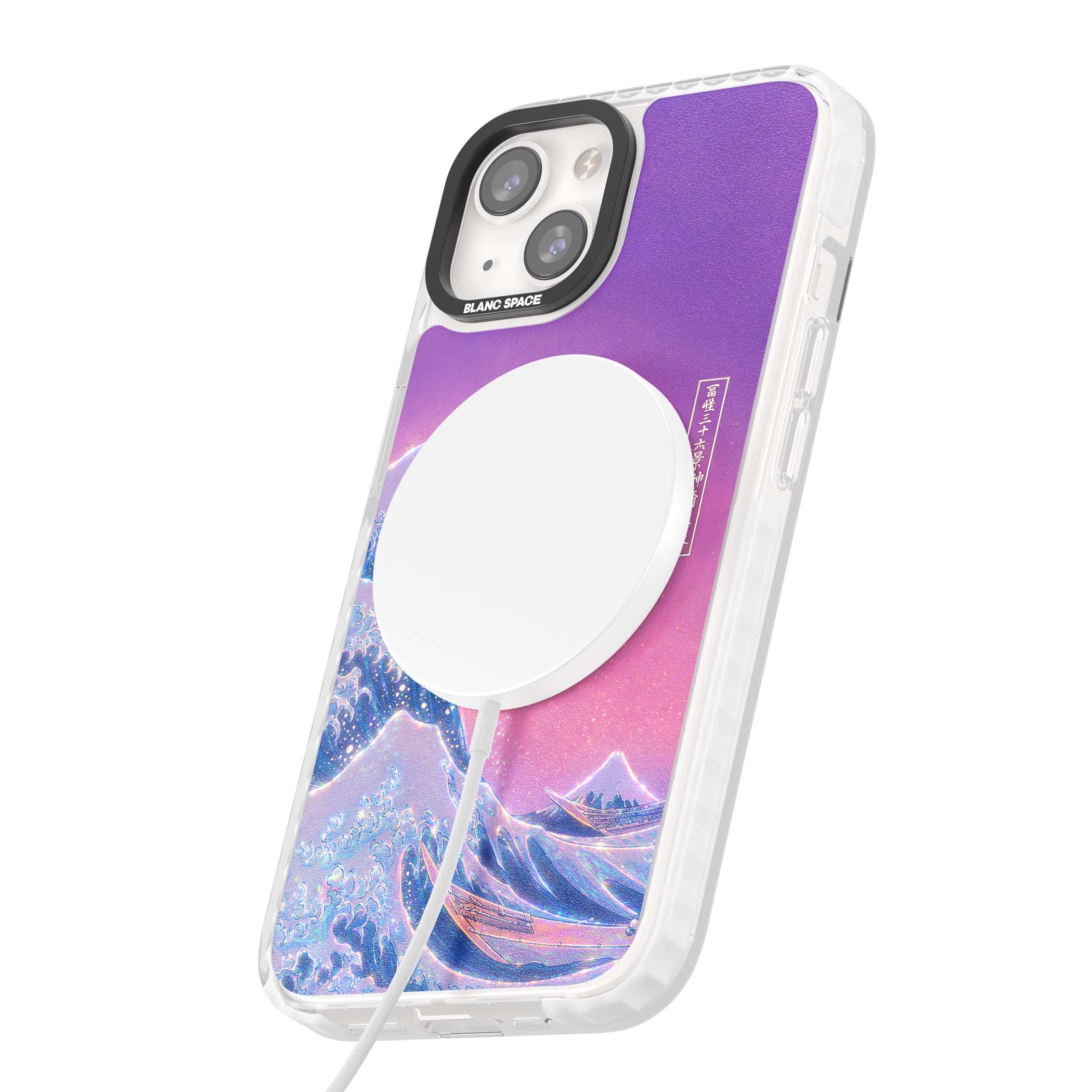 The Great Opal Wave Japanese iPhone case featuring Hokusai's great wave in iridescent pastels with lilac sky and Mou | Impact Magsafe case for iPhone 13, iPhone 14, iPhone 15