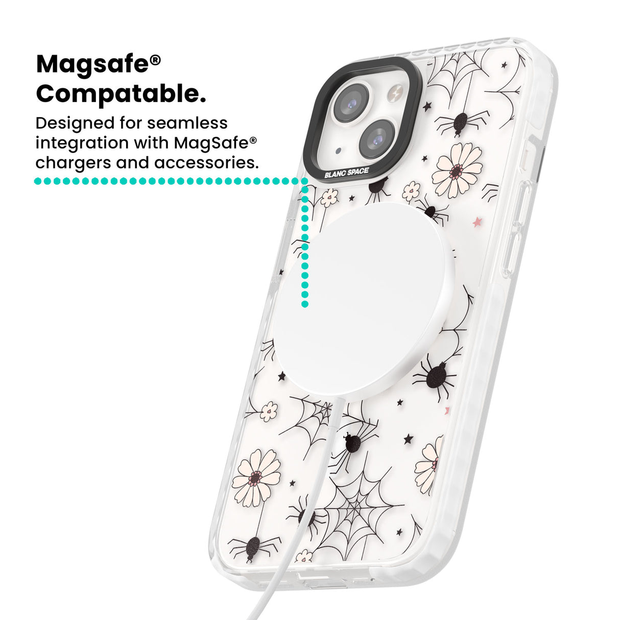 Spiders and Flowers Pattern Magsafe Impact Phone Case for iPhone 13, iPhone 14, iPhone 15