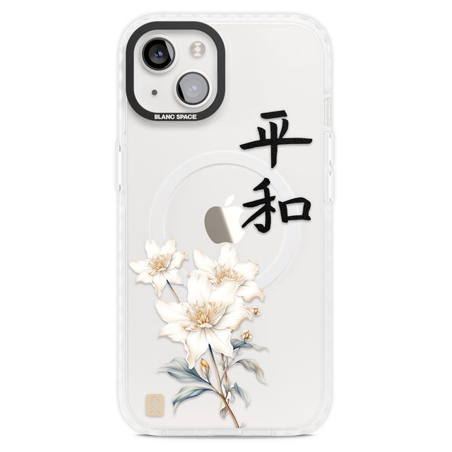 Peace and Flowers Magsafe Impact Phone Case for iPhone 13, iPhone 14, iPhone 15