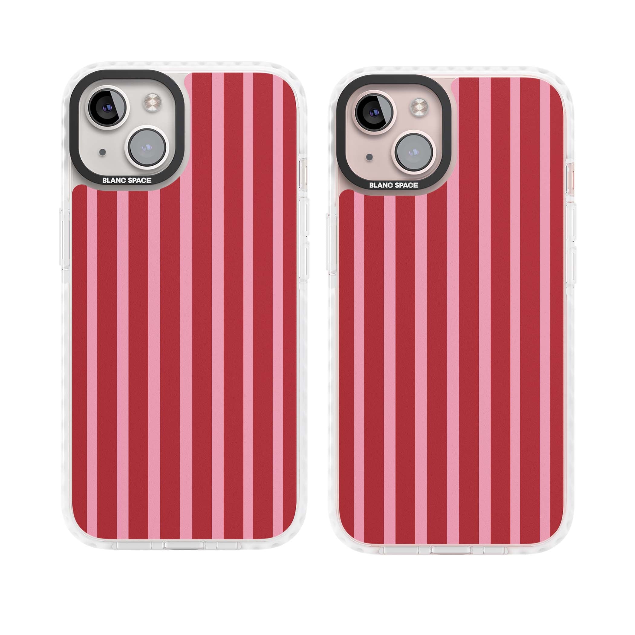 Raspberry Stripe coquette iPhone case featuring red and pink vertical stripes in a candy-inspired pattern | Impact Magsafe case for iPhone 13, iPhone 14, iPhone 15