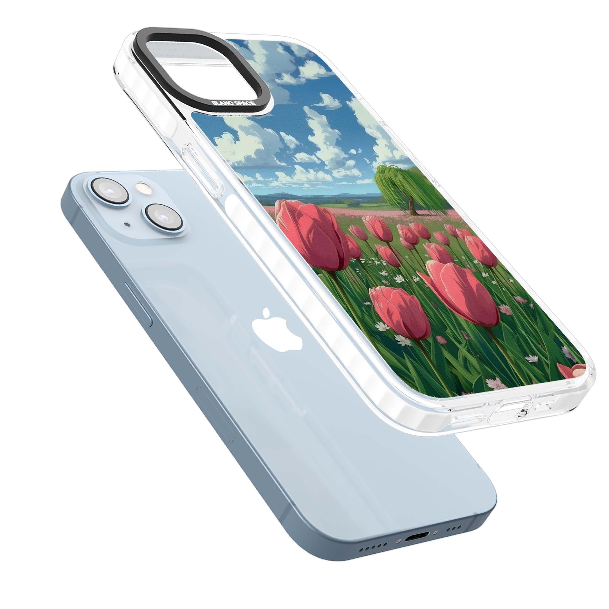 Willow By The Pink Tulips floral iPhone case | Impact Magsafe case for iPhone 13, iPhone 14, iPhone 15