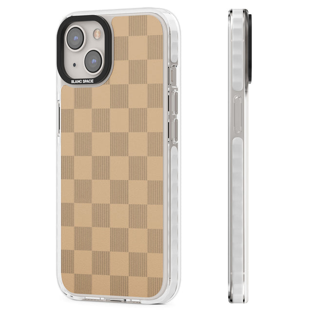 BEIGE CHECKERED Clear Impact Phone Case for iPhone 13, iPhone 14, iPhone 15