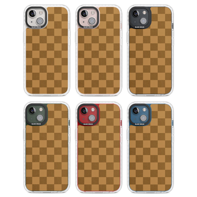 BEIGE CHECKERED Clear Impact Phone Case for iPhone 13, iPhone 14, iPhone 15