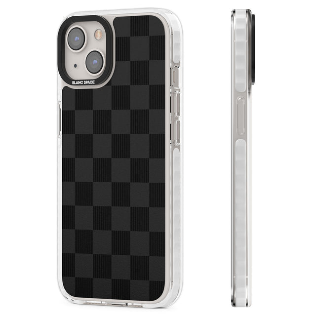 BLACK CHECKERED Clear Impact Phone Case for iPhone 13, iPhone 14, iPhone 15