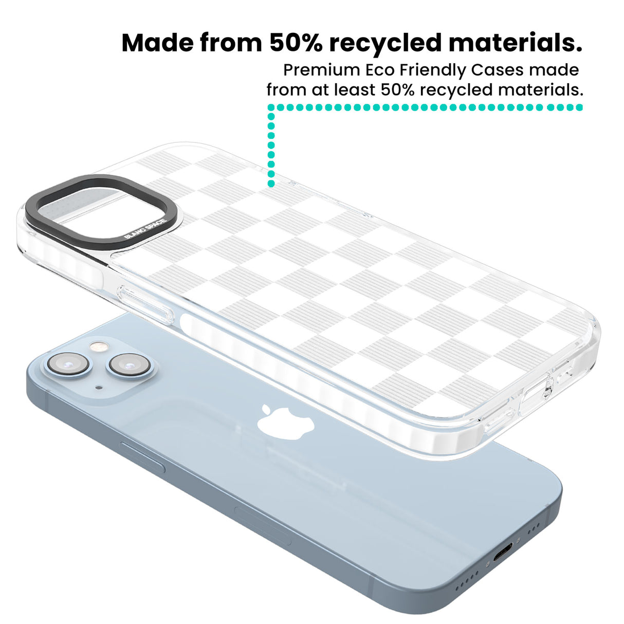 WHITE CHECKERED Clear Impact Phone Case for iPhone 13, iPhone 14, iPhone 15
