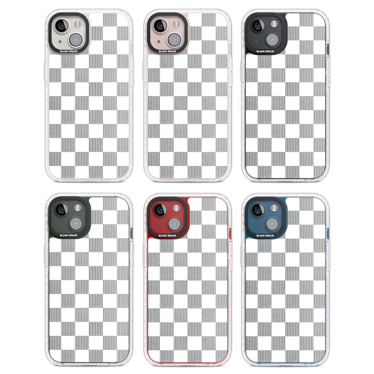 WHITE CHECKERED Clear Impact Phone Case for iPhone 13, iPhone 14, iPhone 15