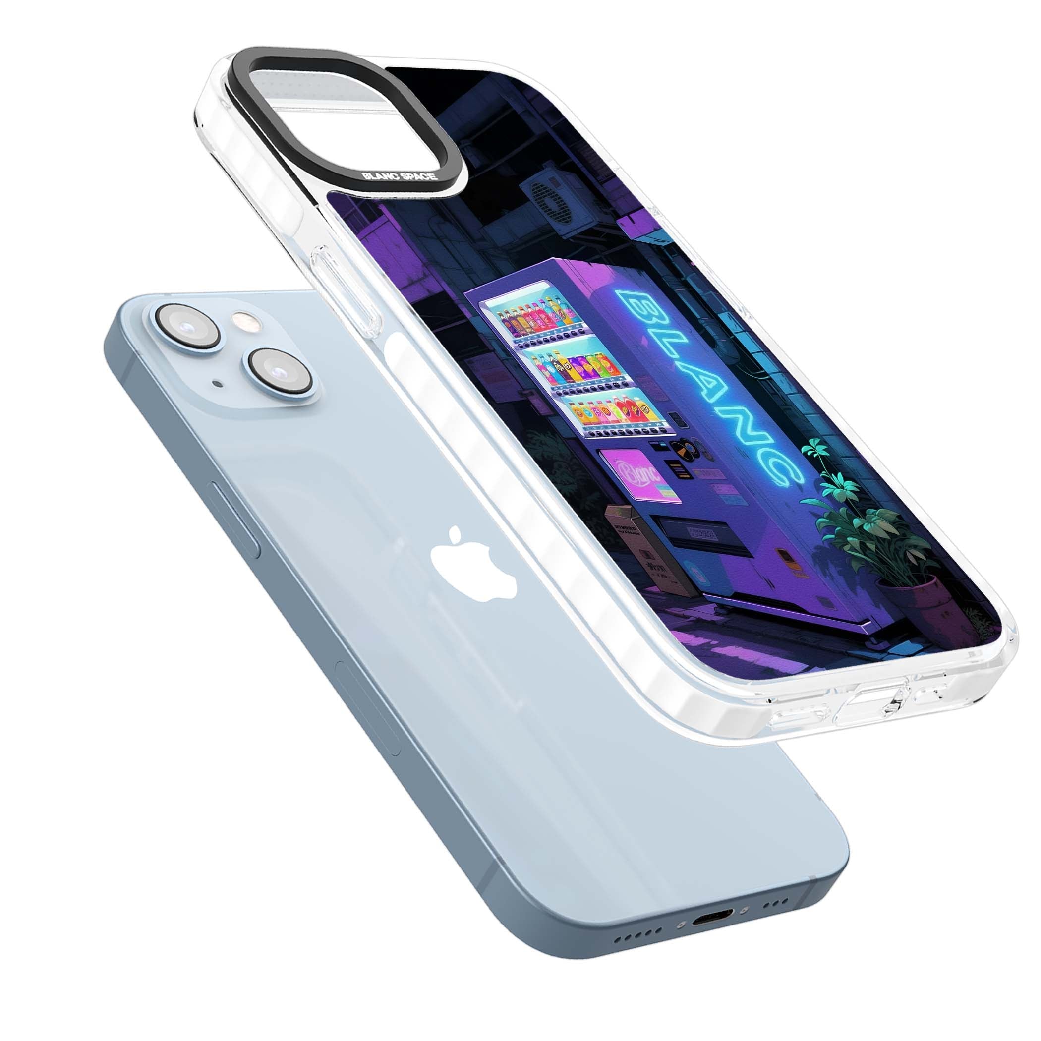 Shibuya Glow Japanese iPhone case featuring a glowing Tokyo vending machine, neon signage, and moody purple alleyway | Clear Impact case for iPhone 13, iPhone 14, iPhone 15