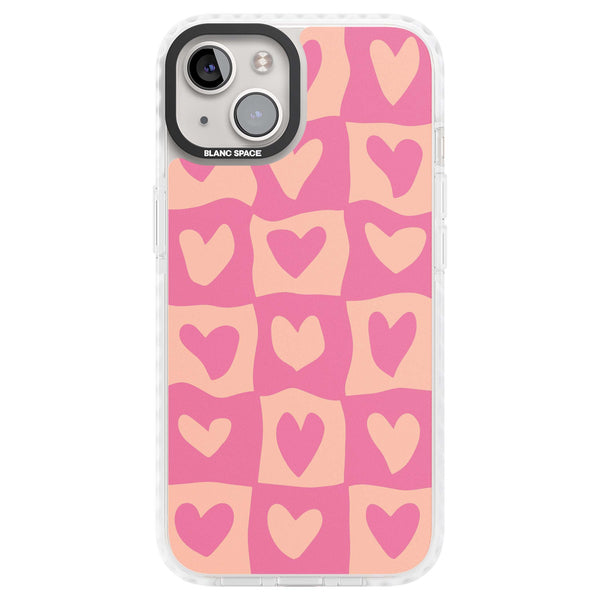 Pink Wavy Checked Hearts