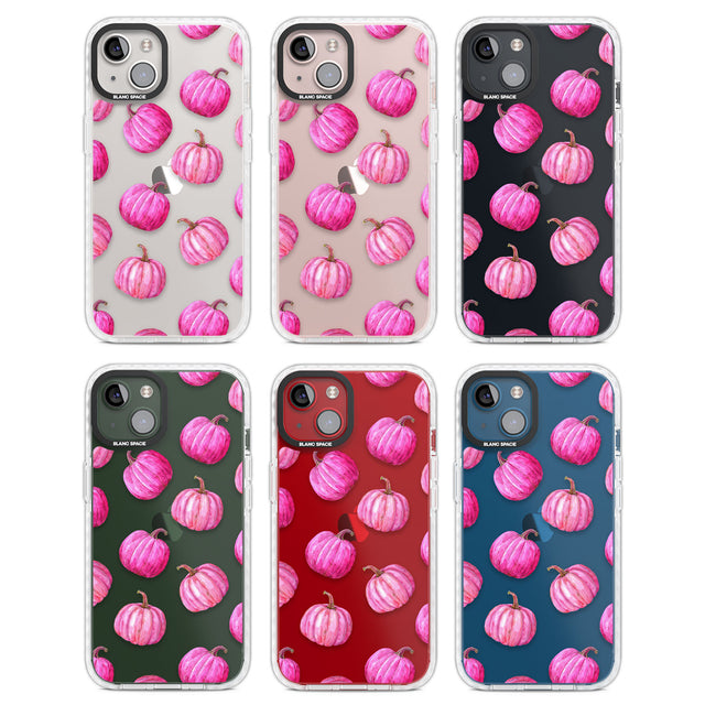 Pink Pumpkins Clear Impact Phone Case for iPhone 13, iPhone 14, iPhone 15