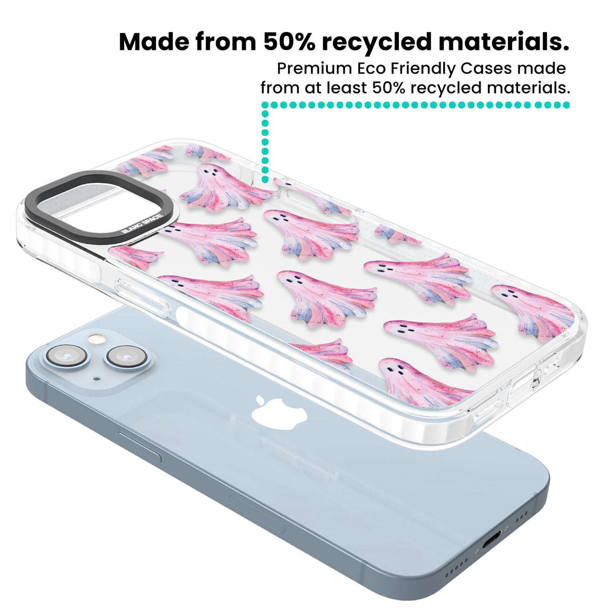 Pink Ghosts Clear Impact Phone Case for iPhone 13, iPhone 14, iPhone 15