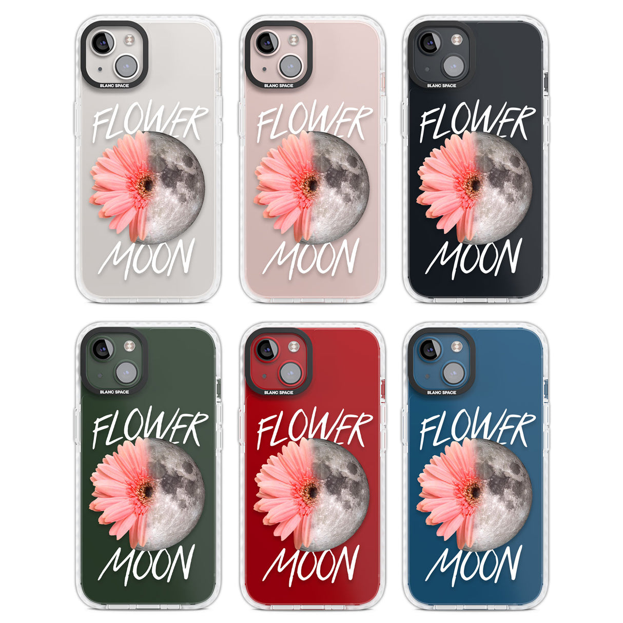 Flower Moon Clear Impact Phone Case for iPhone 13, iPhone 14, iPhone 15