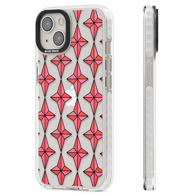 Rose Stars Pattern (Clear) Clear Impact Phone Case for iPhone 13, iPhone 14, iPhone 15