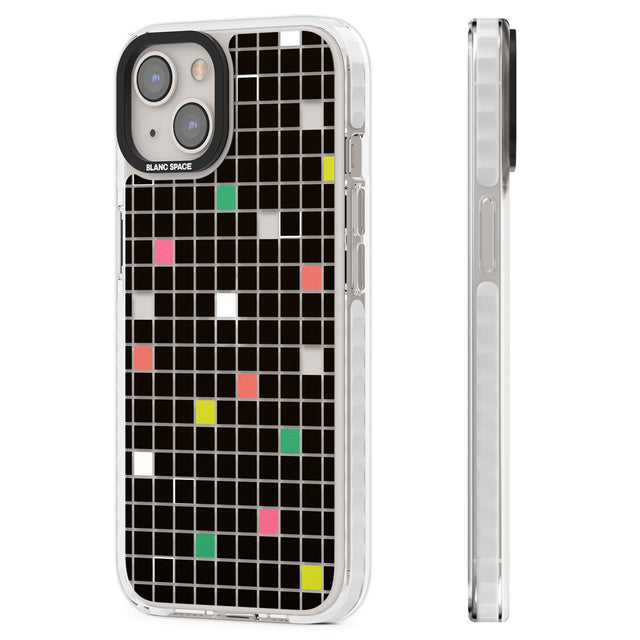 Vibrant Black Geometric Grid Clear Impact Phone Case for iPhone 13, iPhone 14, iPhone 15