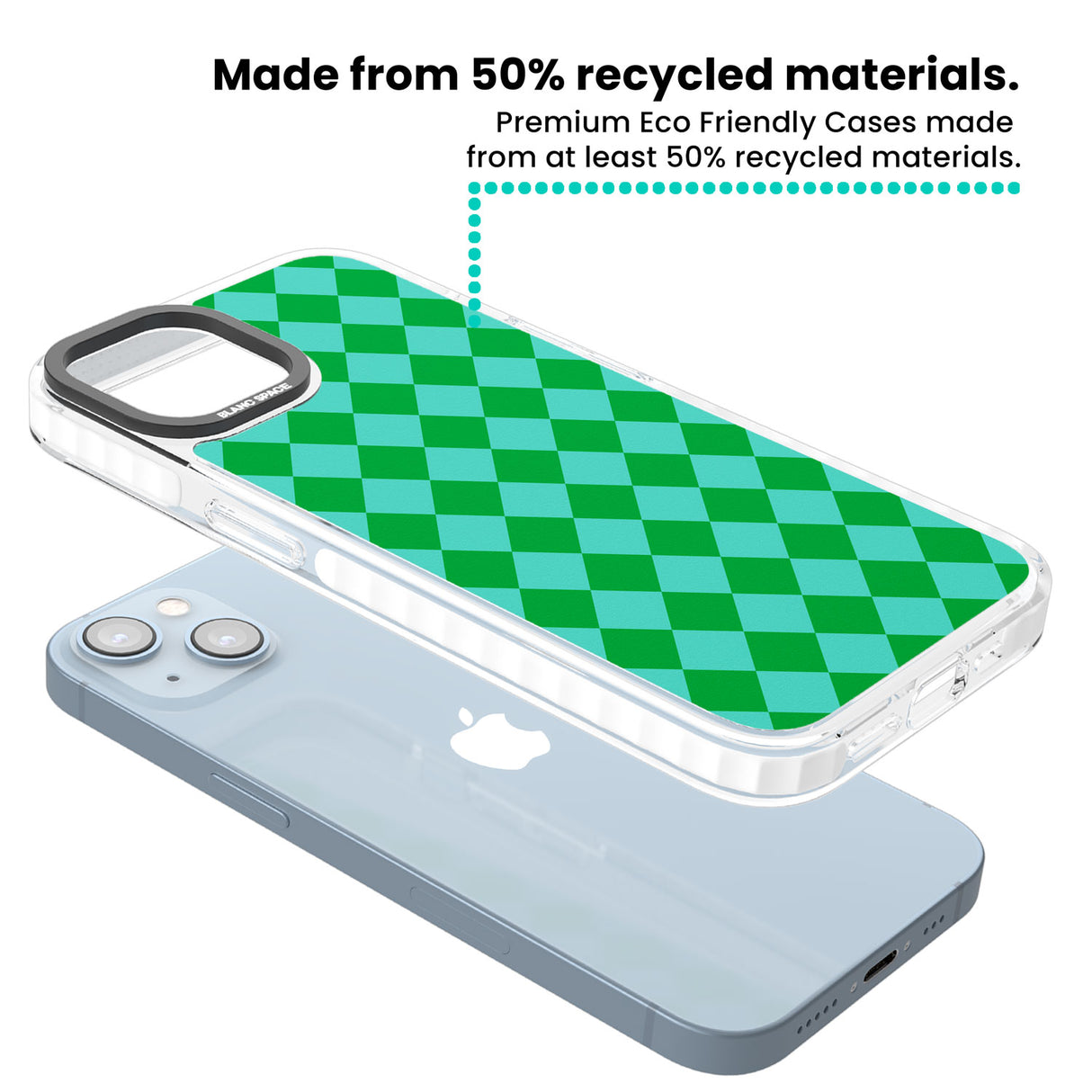 Retro Green Diamond Plaid Clear Impact Phone Case for iPhone 13, iPhone 14, iPhone 15