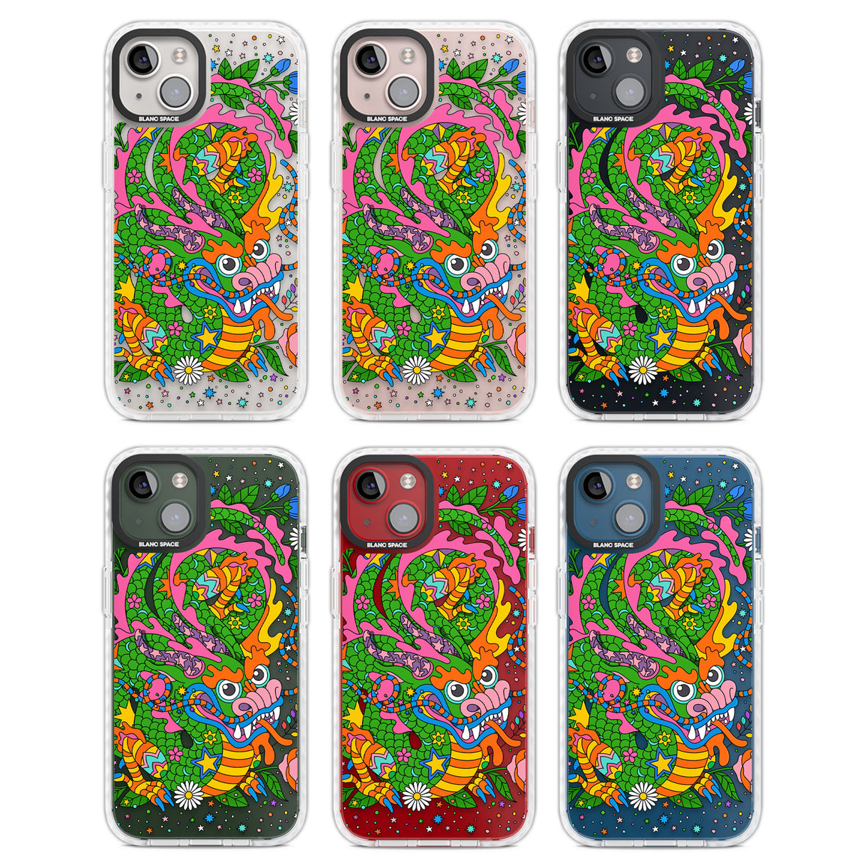 Psychedelic Jungle Dragon Clear Impact Phone Case for iPhone 13, iPhone 14, iPhone 15