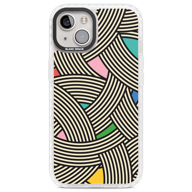 Multicolour Optic Waves Clear Impact Phone Case for iPhone 13, iPhone 14, iPhone 15