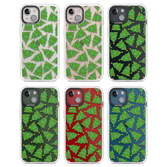 Christmas Tree Pattern Clear Impact Phone Case for iPhone 13, iPhone 14, iPhone 15