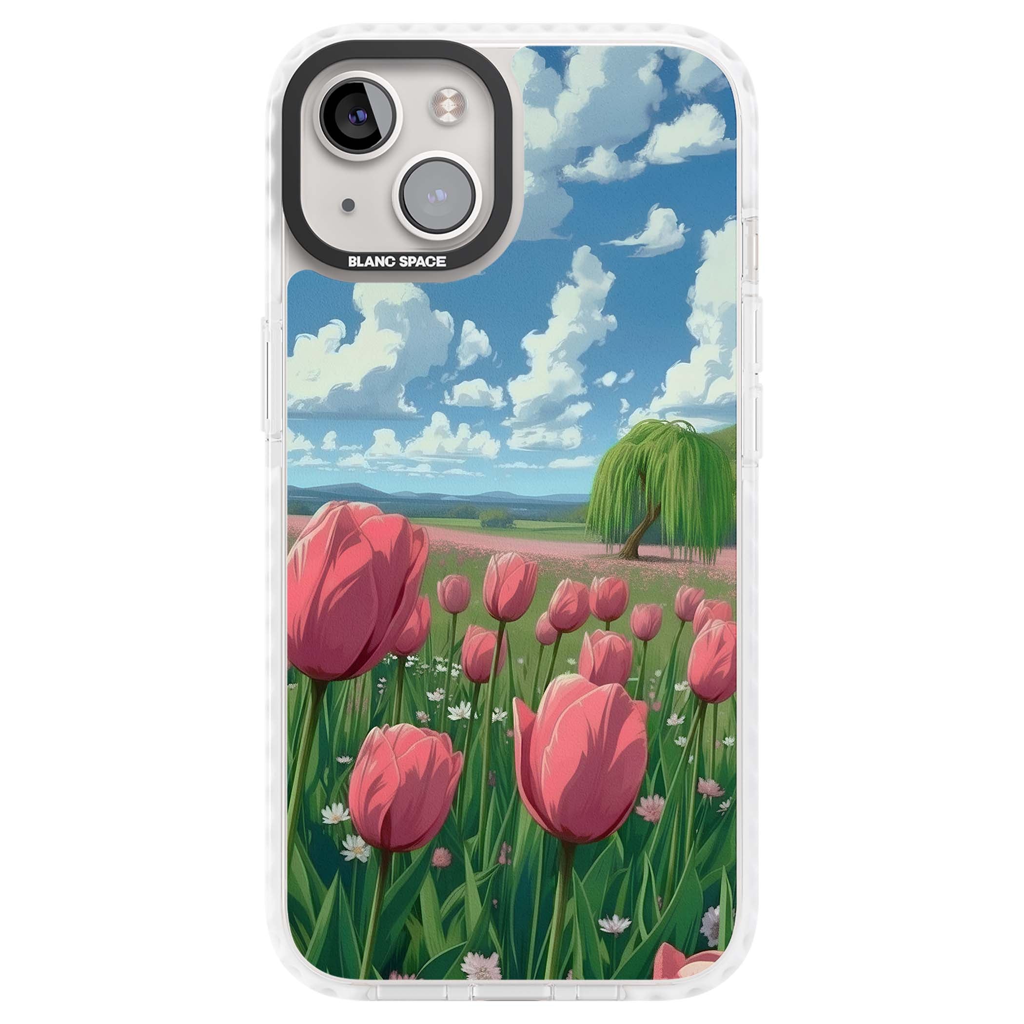 Willow By The Pink Tulips floral iPhone case | Clear Impact case for iPhone 13, iPhone 14, iPhone 15