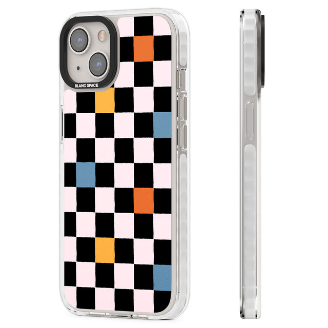 Vibrant Retro Checkered Clear Impact Phone Case for iPhone 13, iPhone 14, iPhone 15