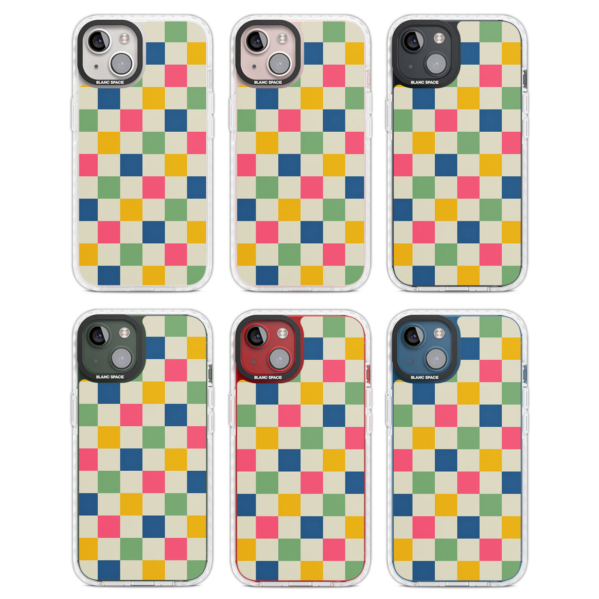 Pastel Multicolor Checkered Clear Impact Phone Case for iPhone 13, iPhone 14, iPhone 15