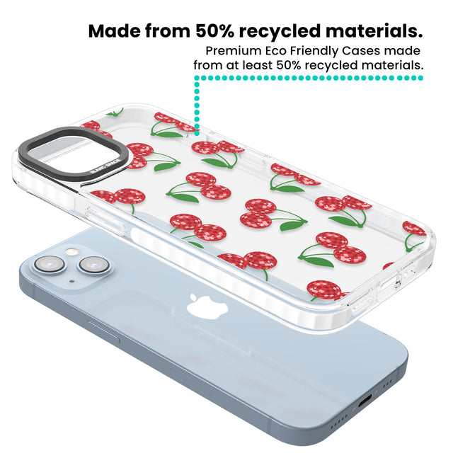 Disco Cherry Pattern Clear Impact Phone Case for iPhone 13, iPhone 14, iPhone 15