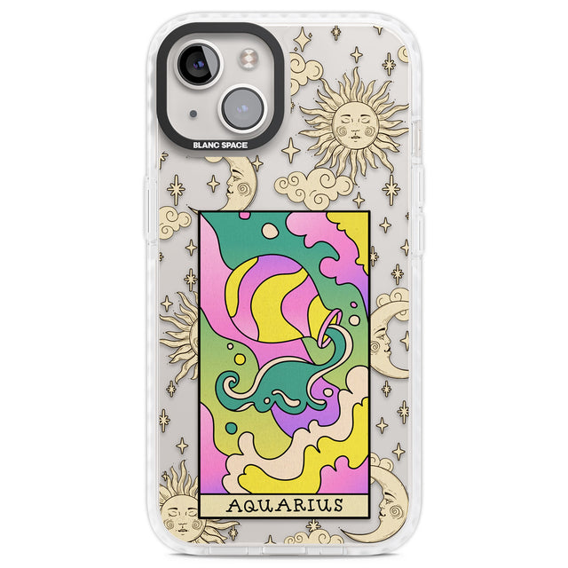 Celestial Zodiac - Aquarius Clear Impact Phone Case for iPhone 13, iPhone 14, iPhone 15