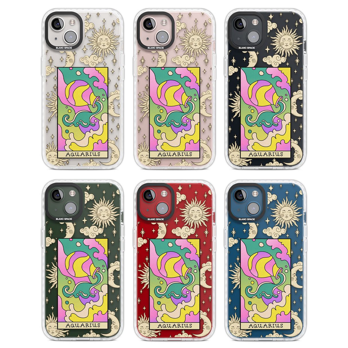 Celestial Zodiac - Aquarius Clear Impact Phone Case for iPhone 13, iPhone 14, iPhone 15