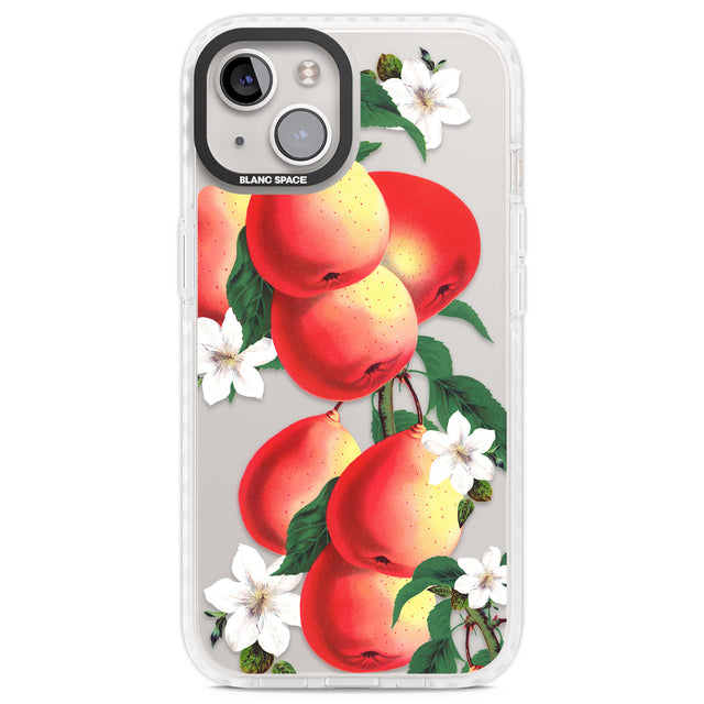 Vintage Painted Peaches Clear Impact Phone Case for iPhone 13, iPhone 14, iPhone 15