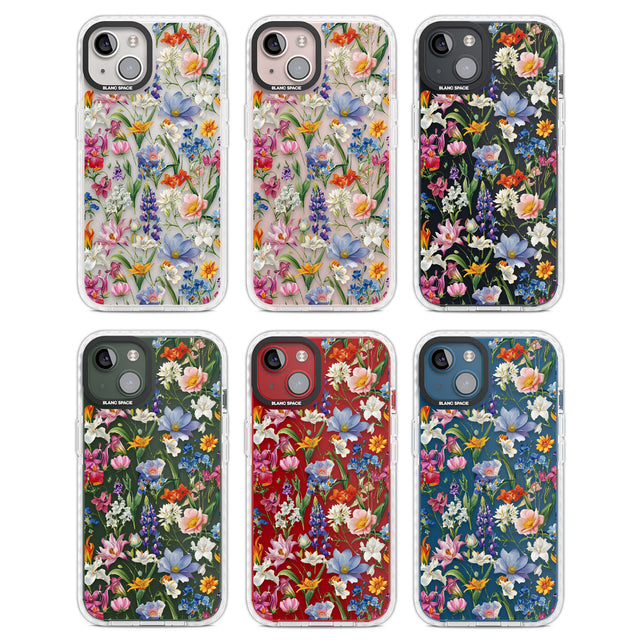 Vintage Wildflowers Clear Impact Phone Case for iPhone 13, iPhone 14, iPhone 15