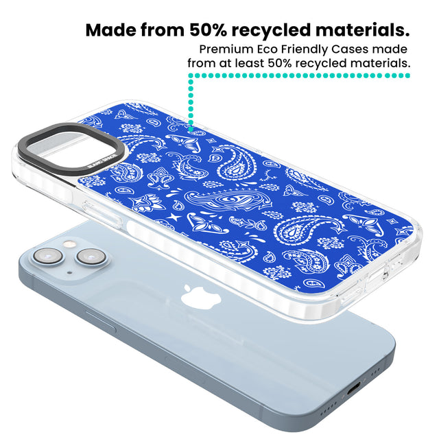 Blue Bandana Clear Impact Phone Case for iPhone 13, iPhone 14, iPhone 15