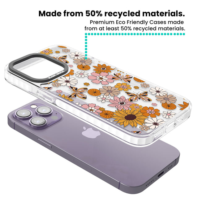 Butterfly & Bloom Autumn Floral Clear Impact Phone Case for iPhone 13 Pro, iPhone 14 Pro, iPhone 15 Pro