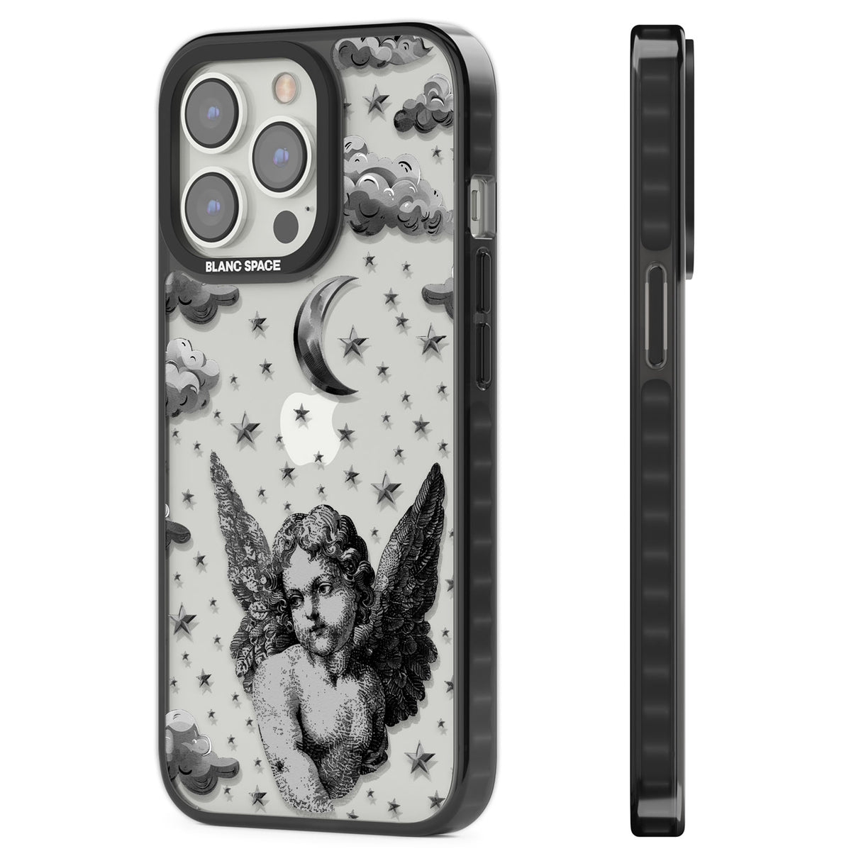 Celestial Cherub Black Impact Phone Case for iPhone 13 Pro, iPhone 14 Pro, iPhone 15 Pro