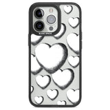 Hand-Drawn Hearts Black Impact Phone Case for iPhone 13 Pro, iPhone 14 Pro, iPhone 15 Pro