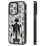 Skeleton Flower Black Impact Phone Case for iPhone 13 Pro, iPhone 14 Pro, iPhone 15 Pro