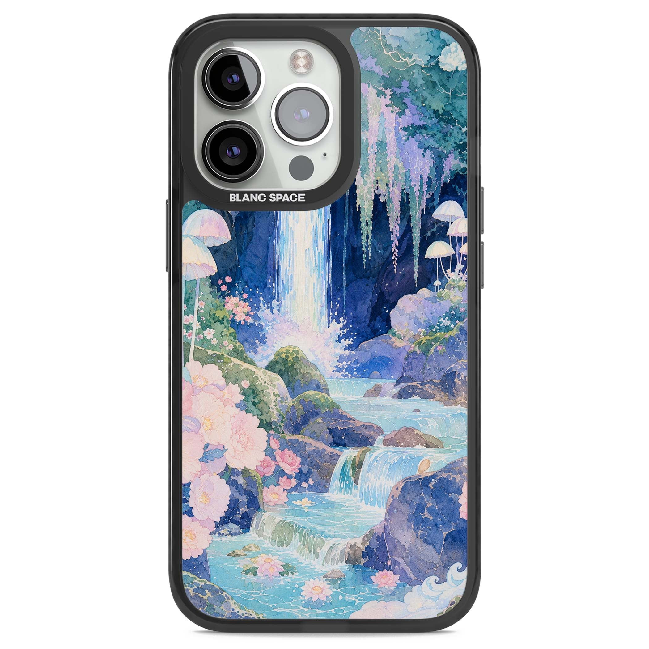 Mystic Waterfall art iPhone case | Black Impact case for iPhone 13 Pro, iPhone 14 Pro, iPhone 15 Pro