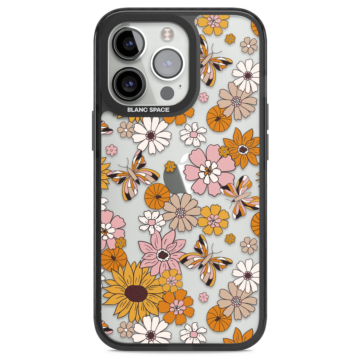 Butterfly & Bloom Autumn Floral Black Impact Phone Case for iPhone 13 Pro, iPhone 14 Pro, iPhone 15 Pro