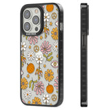 Retro Boho Fall Floral Black Impact Phone Case for iPhone 13 Pro, iPhone 14 Pro, iPhone 15 Pro