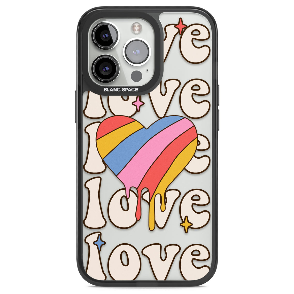 Groovy Love Black Impact Phone Case for iPhone 13 Pro, iPhone 14 Pro, iPhone 15 Pro