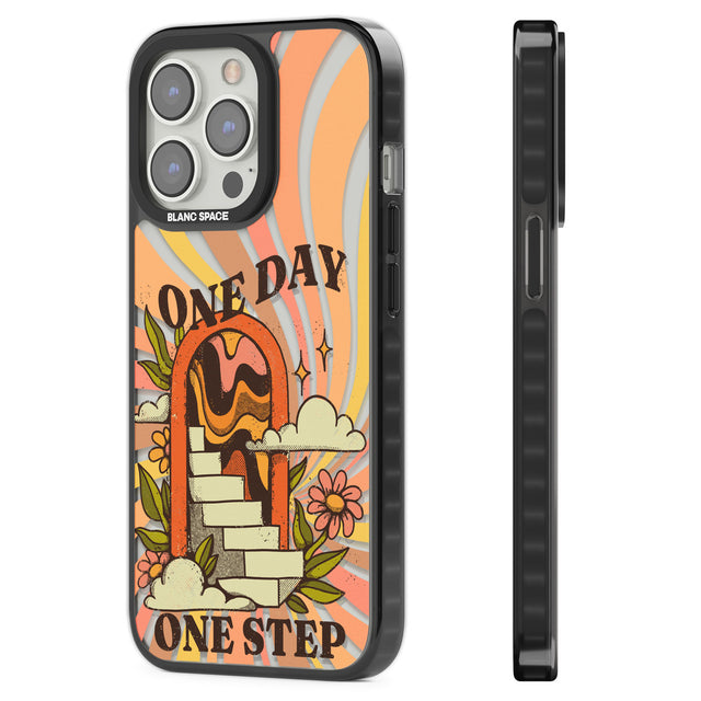 One Day One Step Black Impact Phone Case for iPhone 13 Pro, iPhone 14 Pro, iPhone 15 Pro