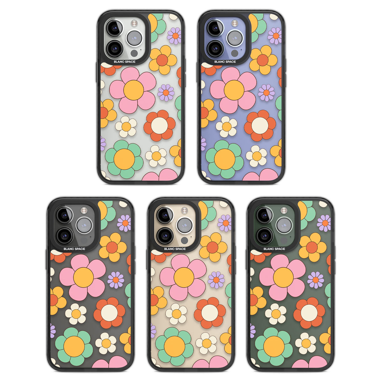Groovy Blossoms Black Impact Phone Case for iPhone 13 Pro, iPhone 14 Pro, iPhone 15 Pro