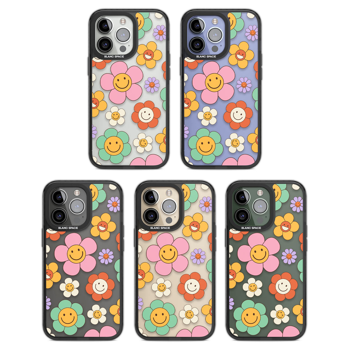 Happy Blossoms Black Impact Phone Case for iPhone 13 Pro, iPhone 14 Pro, iPhone 15 Pro