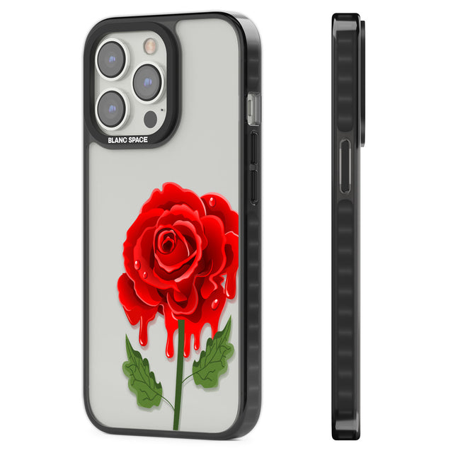 Melting Rose Black Impact Phone Case for iPhone 13 Pro, iPhone 14 Pro, iPhone 15 Pro