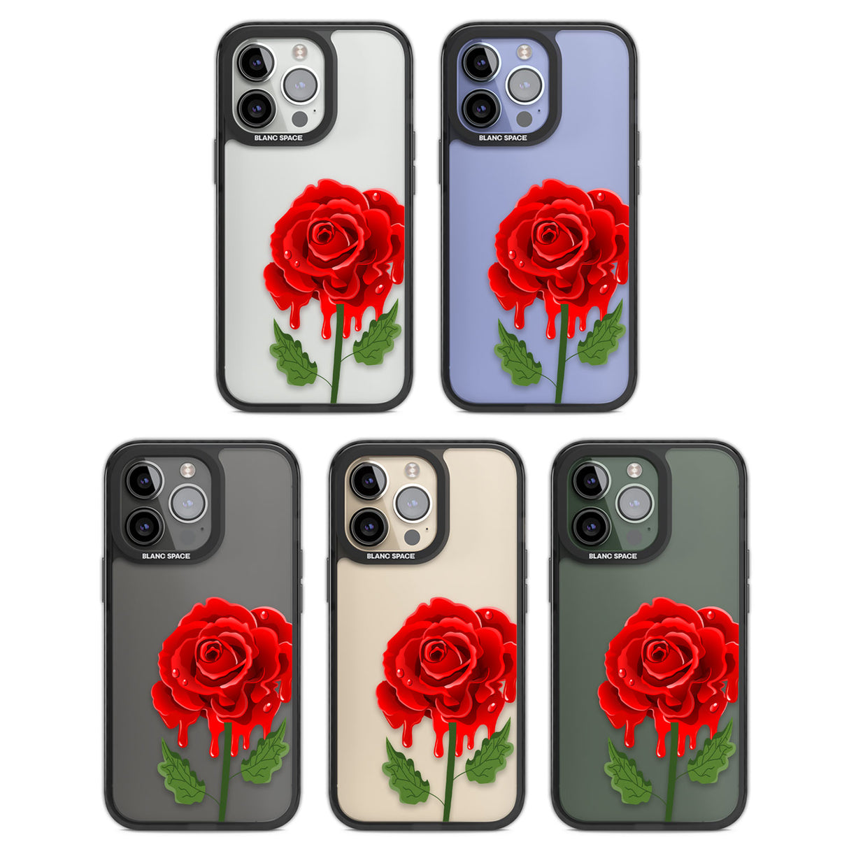 Melting Rose Black Impact Phone Case for iPhone 13 Pro, iPhone 14 Pro, iPhone 15 Pro