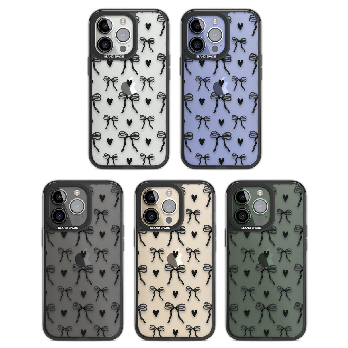 Black Bows & Hearts Black Impact Phone Case for iPhone 13 Pro, iPhone 14 Pro, iPhone 15 Pro