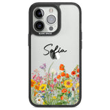 Personalised Summer Wildflowers Black Impact Phone Case for iPhone 13 Pro, iPhone 14 Pro, iPhone 15 Pro