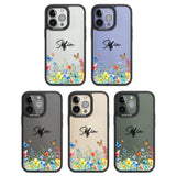 Personalised Buterflies & Wildflowers Black Impact Phone Case for iPhone 13 Pro, iPhone 14 Pro, iPhone 15 Pro