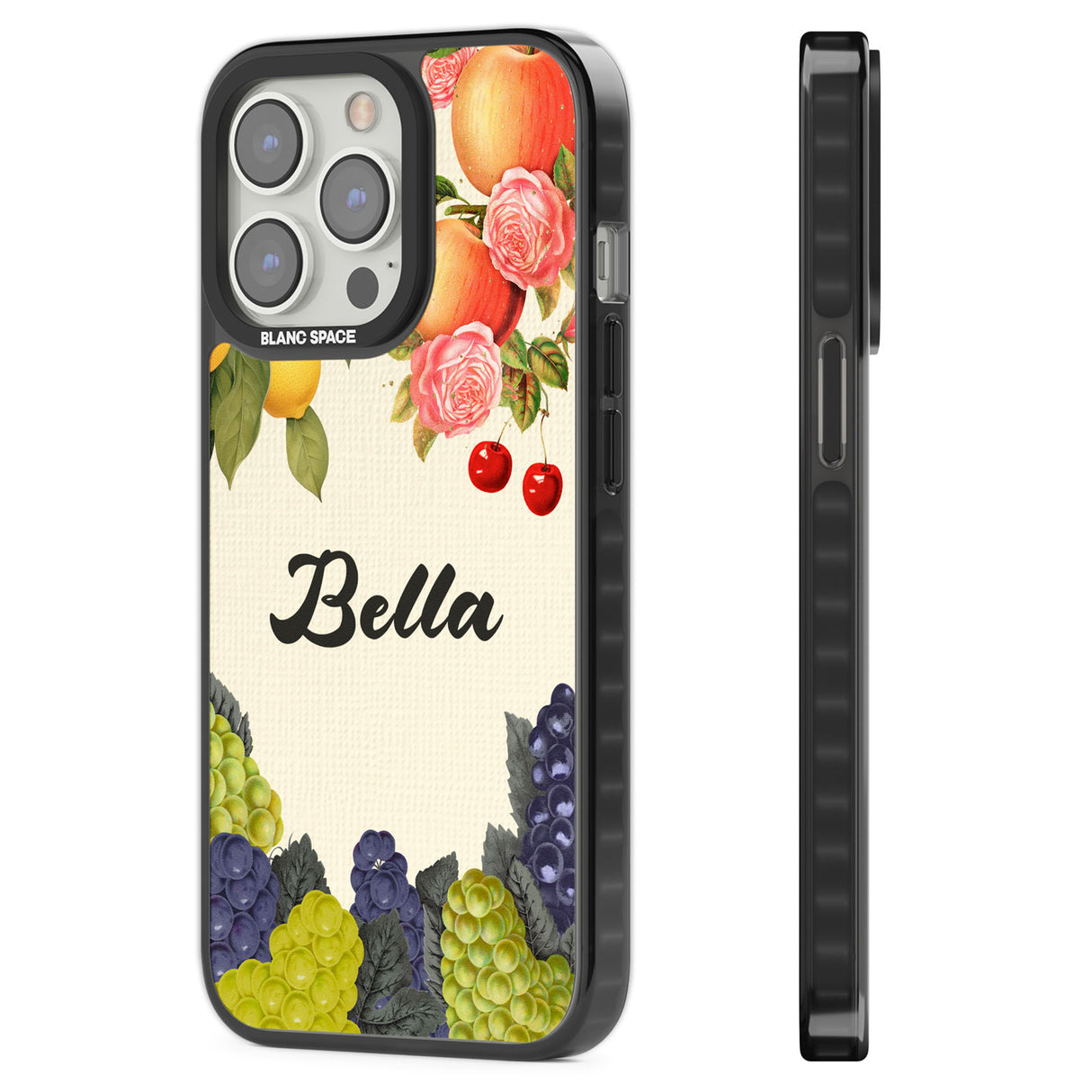 Personalised Vintage Fruits Black Impact Phone Case for iPhone 13 Pro, iPhone 14 Pro, iPhone 15 Pro